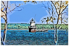 Lobsterboat Passes By Butler Flats Light - Digital Painting